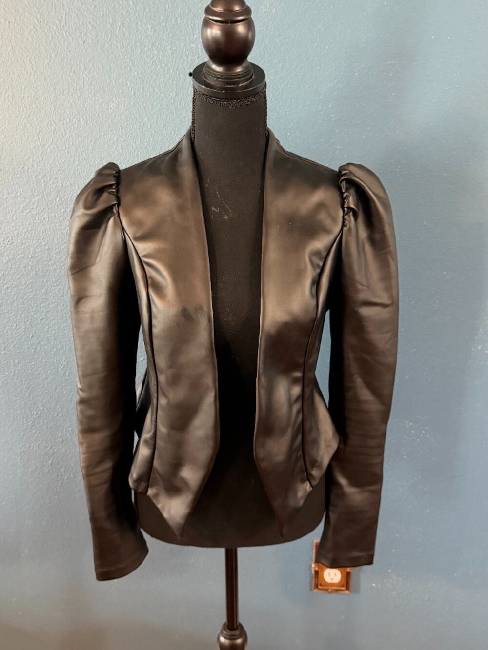 Women's Black Blazer with Puffed Shoulders